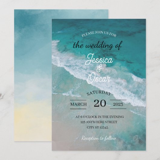 Beach Ocean Wedding Invitation Kaart (Voorkant / Achterkant)
