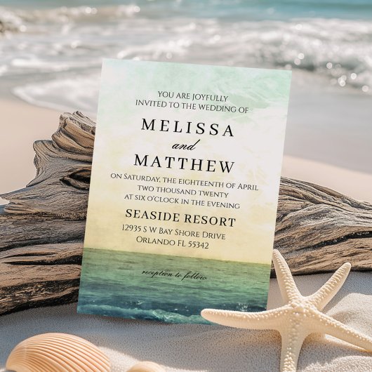 Beach Ocean Wedding Invitation Kaart