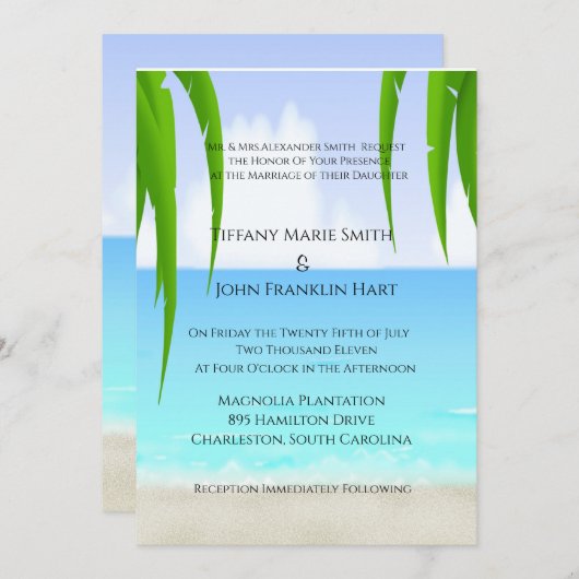 Beach/Ocean Wedding Invitations Kaart (Voorkant / Achterkant)