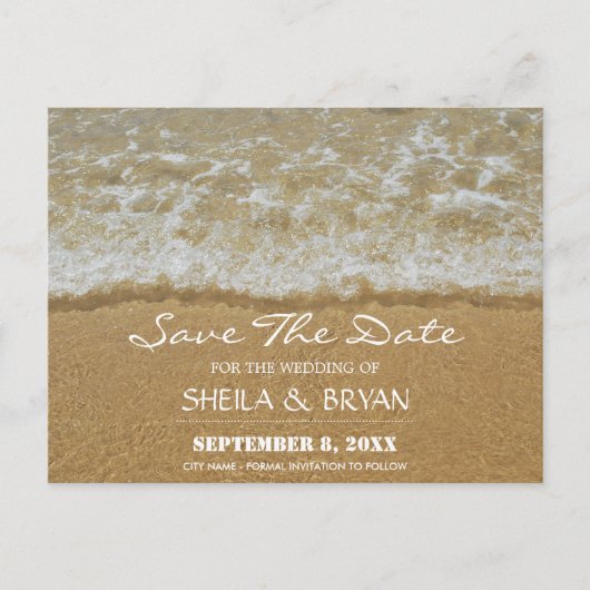 Beach Ocean Wedding Save the Date Post Kaart (Voorkant)