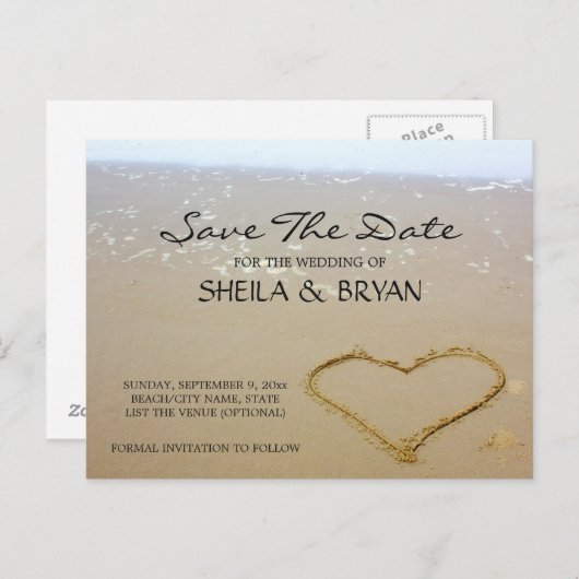 Beach Ocean Wedding Save the Date Post Kaart (Voorkant / Achterkant)
