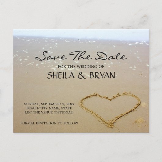 Beach Ocean Wedding Save the Date Post Kaart (Voorkant)
