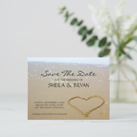 Beach Ocean Wedding Save the Date Post Kaart (Staand voorkant)