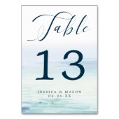 Beach Ocean Wedding Table Numbers Pedestal Sign Kaart (Voorkant)