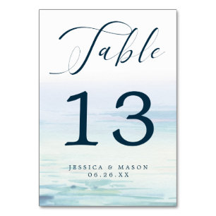 Beach Ocean Wedding Table Numbers Pedestal Sign Kaart
