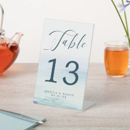 Beach Ocean Wedding Table Numbers Pedestal Sign Reclamebord Met Voetstuk