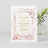 Beach Ocean Wedding Tropical Chic QR Code Wedding Kaart (Staand voorkant)