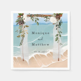 Beach Ocean White Canopy Floral Modern Wedding Servet