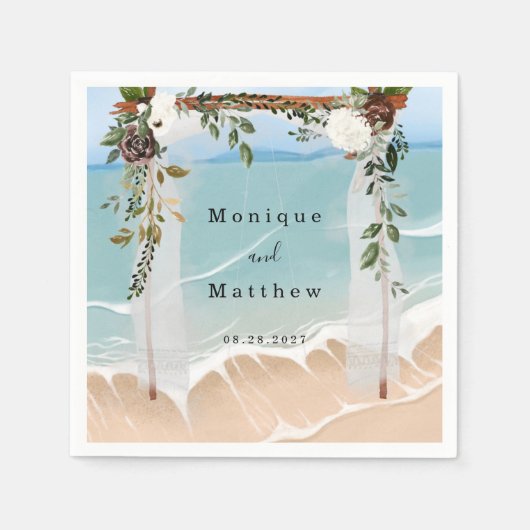 Beach Ocean White Canopy Floral Modern Wedding Servet (Voorkant)