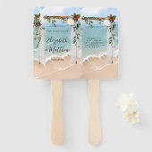 Beach Ocean White Canopy Marsala Floral Wedding Handwaaier (Voorkant en achterkant)