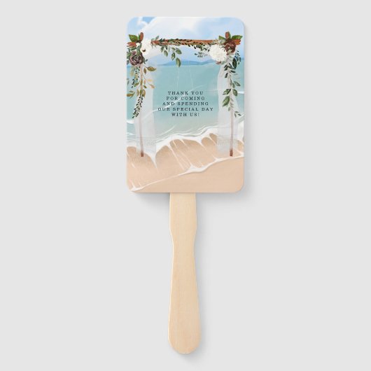 Beach Ocean White Canopy Marsala Floral Wedding Handwaaier (Achterkant)