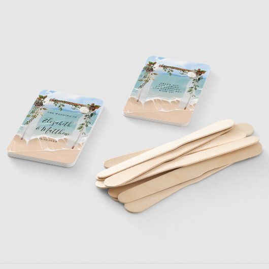 Beach Ocean White Canopy Marsala Floral Wedding Handwaaier (Niet-gemonteerd)