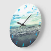 Beach Ocean Zee Abstract Blue Grey Artistic Gift Grote Klok (Hoek)