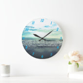 Beach Ocean Zee Abstract Blue Grey Artistic Gift Grote Klok (Huis)