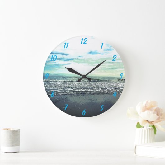 Beach Ocean Zee Abstract Blue Grey Artistic Gift Grote Klok (Huis)