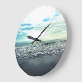 Beach Ocean Zee Abstract Blue Grey Green Artistic Grote Klok (Hoek)