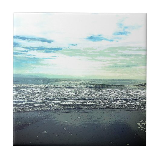 Beach Ocean Zee Abstract Blue Grey Green Artistic Tegeltje (Voorkant)