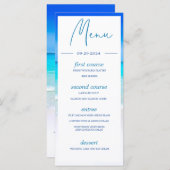 Beach Ocean Zee Blue Summer Monogram Menu (Voorkant / Achterkant)