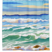 Beach Ocean Zee Design 300 blauw groen Douchegordijn (Voorkant)