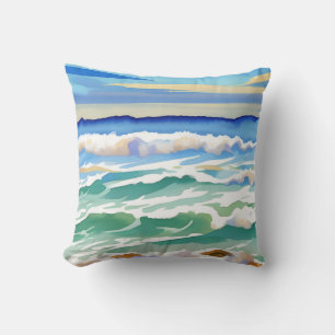 Beach Ocean Zee Design 300 blauw groen Kussen