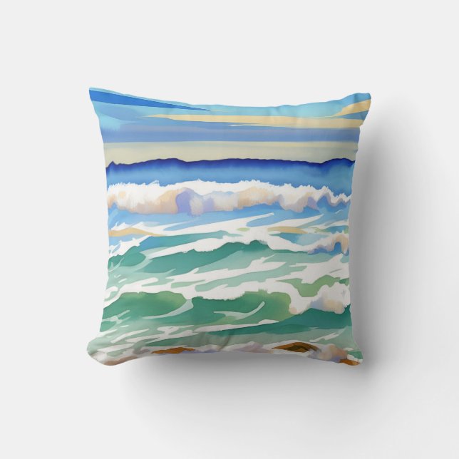Beach Ocean Zee Design 300 blauw groen Kussen (Voorkant)