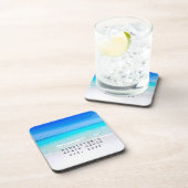 Beach Ocean Zee en Sand Blue Aqua Personal Family Bier Onderzetter (Rechterzijde)