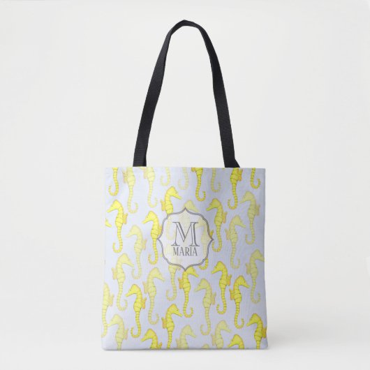 Beach Ocean Zee Life Seahorse Stylish Monogram Tote Bag (Voorkant)