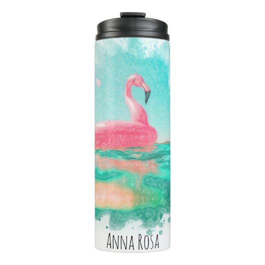 *~* Beach Ocean Zee Nautical Artsy Flamingo Speelg Thermosbeker (Voorkant)