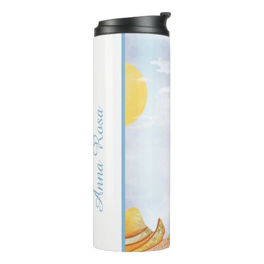 ~* Beach Ocean Zee Nautisch SandCastle Surf Board Thermosbeker (Gedraaid links)