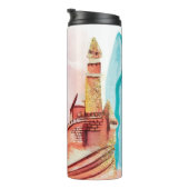 ~* Beach Ocean Zee Nautisch SandCastle Surf Board Thermosbeker (Geroteerd rechts)