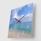 Beach Ocean Zee Photo 200 Vierkante Klok (Hoek)