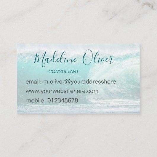 Beach Ocean Zee Travel Spa Aqua Blue Visitekaartje (Achterkant)