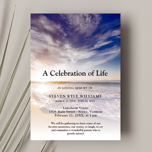 Beach oceanic sebe Celebration of Life Funeral Kaart