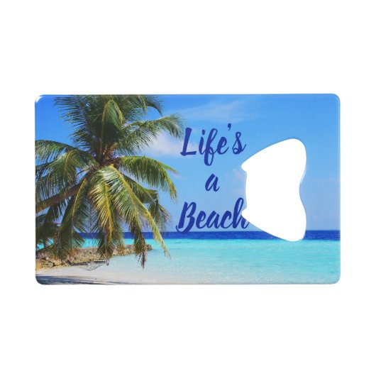 Beach oceanische palm tree Life is een strand Koel Creditkaart Flessenopener (Voorkant (Horizontaal))