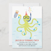 Beach Octopus Kind verjaardagsfeest Uitnodiging (Voorkant)