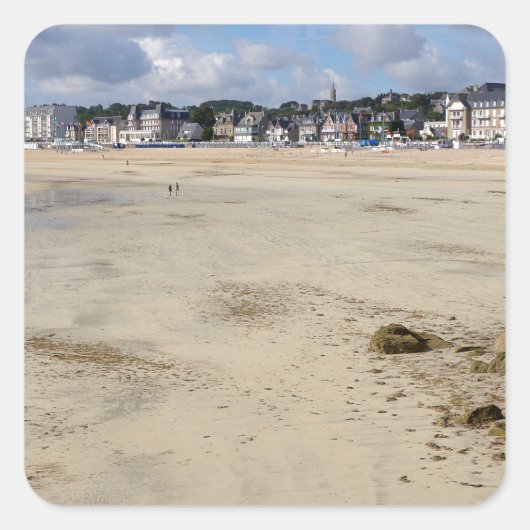 Beach of Saint-Cast-le-Guildo in Frankrijk Vierkante Sticker (Voorkant)