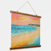 Beach Oil Painting Digital Art 1 Hangend Wandkleed (Gebogen)
