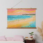 Beach Oil Painting Digital Art 1 Hangend Wandkleed (Slaapkamer)