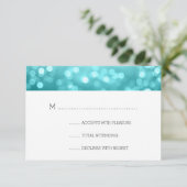 Beach Ombre Bokeh Lights Elegant Wedding RSVP (Staand voorkant)
