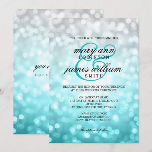 Beach Ombre Bokeh Lights Elegante bruiloft Kaart (Voorkant / Achterkant)