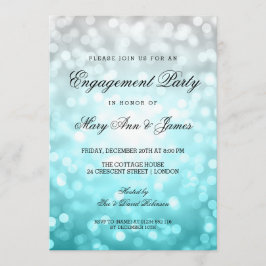 Beach Ombre Bokeh Lights Engagement Party Kaart