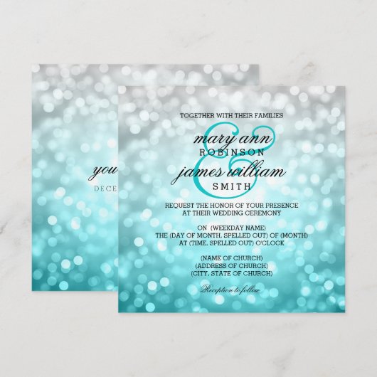 Beach Ombre Bokeh Lights Summer Wedding Kaart (Voorkant / Achterkant)