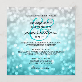 Beach Ombre Bokeh Lights Summer Wedding Kaart
