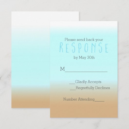 Beach Ombre Elegant RSVP Response Card Invitation (Voorkant / Achterkant)