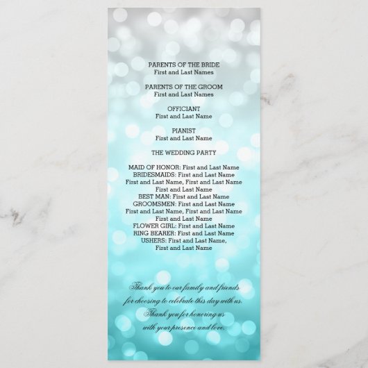 Beach Ombre Glitter Lights Programmakaart (Achterkant)