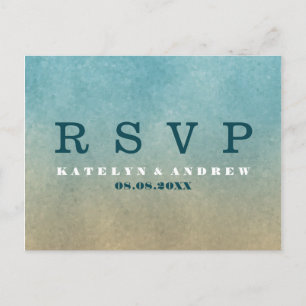 Beach Ombre Minimal Wedding RSVP Uitnodiging Briefkaart