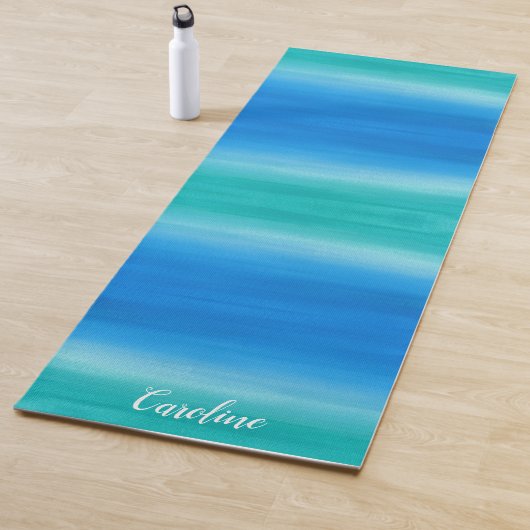 Beach Ombre Ocean Blue Green Exercy Yoga Mat (In situ)