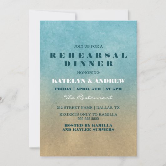 Beach ombre repesial Dinner Invitation Kaart (Voorkant)