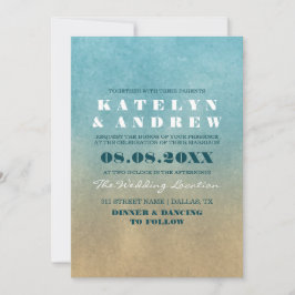 Beach Ombre Wedding Invitation Kaart