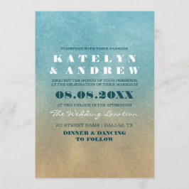 Beach Ombre Wedding Invitation Kaart